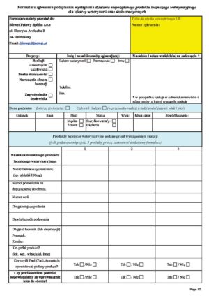 Formularz należy przesłać do – Leki weterynaryjne – Biowet, antybiotyki
